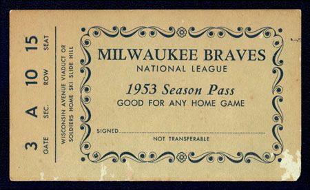 1953 Milwaukee Braves Gold Season Pass